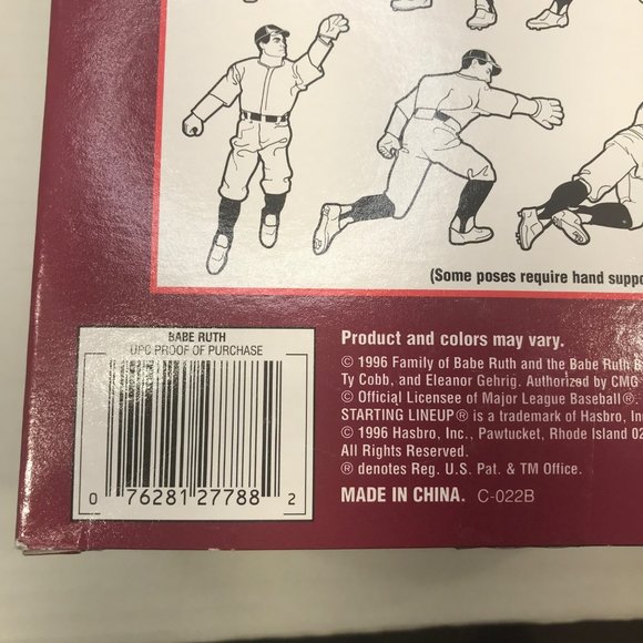 Vintage 1996 Hasbro Starting Lineup Cooperstown Collection Babe Ruth 13136 New - Picture 8 of 12